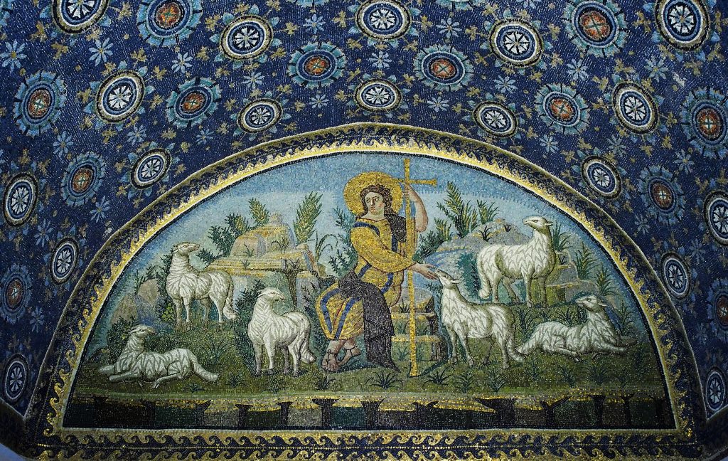 Mosaïque du Bon Pasteur, mausolée de Galla Placidia à Ravenne