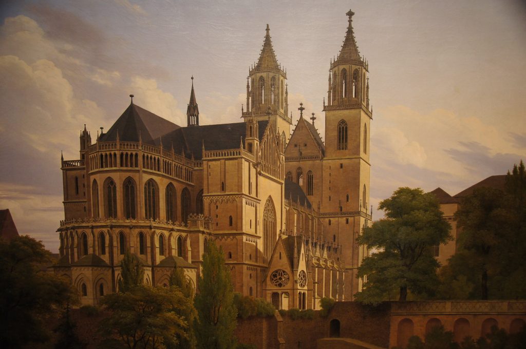 La cathédrale Saint-Maurice de Magdebourg peinte par Carl Hasenpflug en 1828