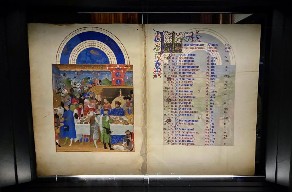 Page de calendrier enluminée des Très Riches Heures du duc de Berry, mois de janvier